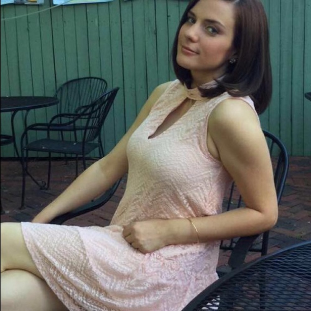 Anthropologie Light Blush Lace Dress